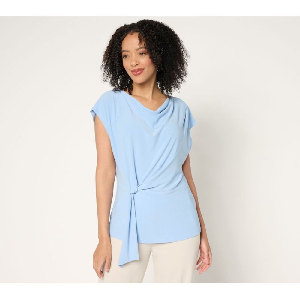 SUNNYLiFE Women's Top Sz M Draped Front Caviar Crepe Blue A707597